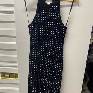 Black velvet Dress with Silver mirror rhinestones